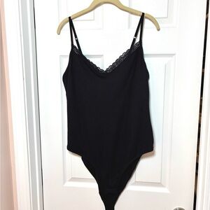 Old Navy Black Lace Trim Ribbed Camisole Bodysuit- Size XXL